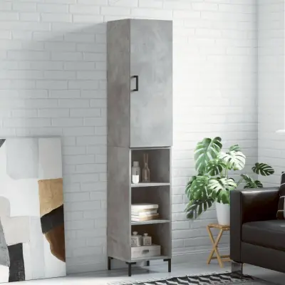 The Living Store Visoka omara betonsko siva 34,5x34x180 cm inženirski les - Visoka Omara