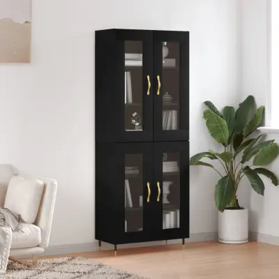 The Living Store Visoka komoda črna 69,5x34x180 cm inženirski les - Visoka Omara