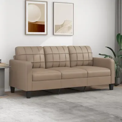 The Living Store Trosed kapučino barve 180 cm umetno usnje - Trosed