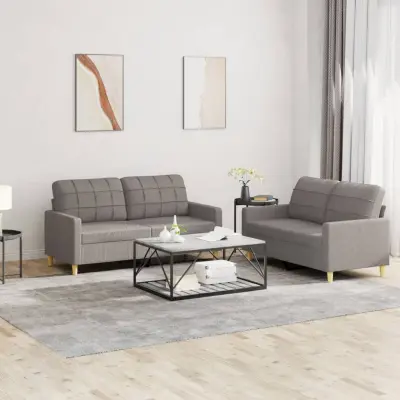 The Living Store Sedežna garnitura 2-delna z blazinami taupe blago - Sedežna Garnitura