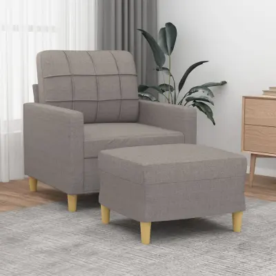 The Living Store Fotelj s stolčkom za noge taupe 60 cm blago - Kavč S Stolčkom Za Noge