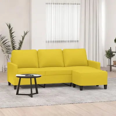 The Living Store Kavč trosed s stolčkom za noge rumen 180 cm blago - Trosed S Stolčkom Za Noge