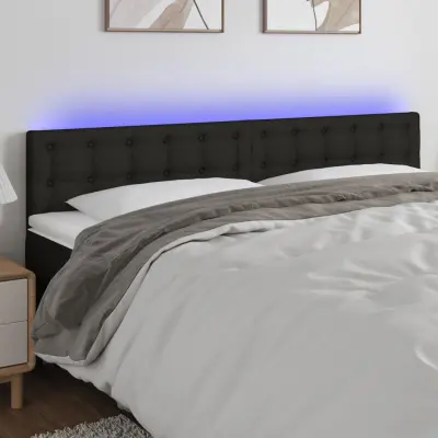 The Living Store LED posteljno vzglavje črno 160x5x78/88 cm blago - LED Vzglavje
