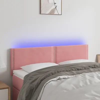 The Living Store LED posteljno vzglavje roza 144x5x78/88 cm žamet - LED Vzglavje