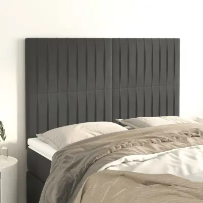 The Living Store Posteljno vzglavje 4 kosa temno siv 72x5x78/88 cm žamet - Vzglavje