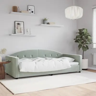 The Living Store Raztegljiva postelja svetlo siva 90x200 cm žamet - Raztegljiv Kavč