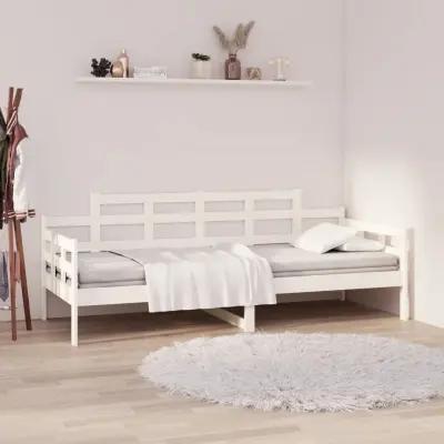 The Living Store Dnevna postelja bela trdna borovina 90x200 cm - Dnevna Postelja