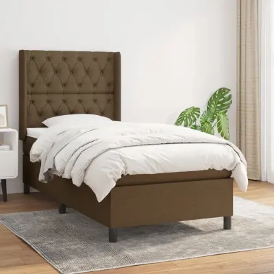 The Living Store Box spring postelja z vzmetnico temno rjava 80x200 cm blago - Box Spring Postelja
