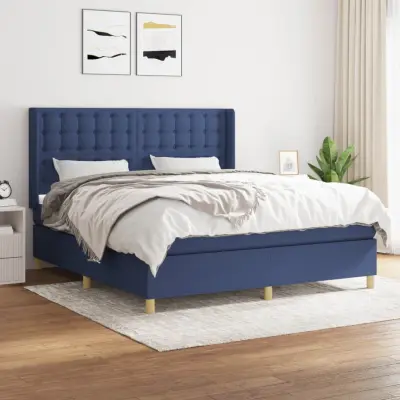 The Living Store Box spring postelja z vzmetnico modra 160x200 cm blago - Box Spring Postelja