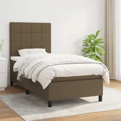 The Living Store Box spring postelja z vzmetnico temno rjava 80x200 cm blago - Box Spring Postelja