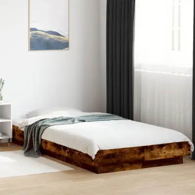 The Living Store Posteljni okvir z LED lučkami dim. hrast 100x200 cm inž. les - Posteljni Okvir