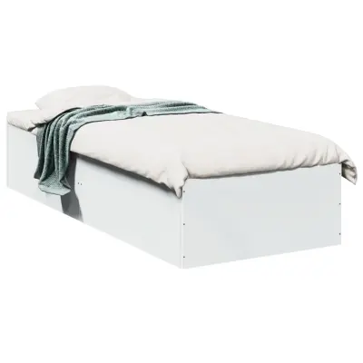 The Living Store Posteljni okvir bel 75x190 cm inženirski les - Posteljni Okvir