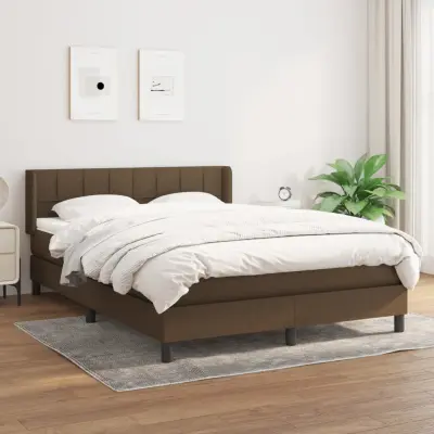 The Living Store Box spring postelja z vzmetnico temno rjava 140x200 cm blago - Box Spring Postelja