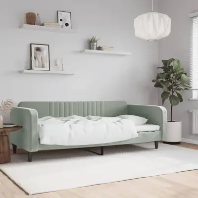 The Living Store Raztegljiva postelja svetlo siva 90x200 cm žamet - Raztegljiv Kavč