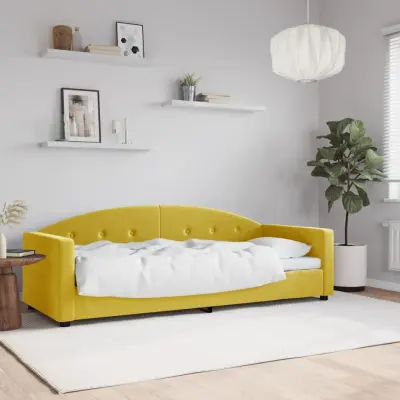 The Living Store Raztegljiva postelja rumena 80x200 cm žamet - Raztegljiv Kavč