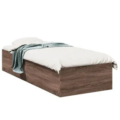 The Living Store Posteljni okvir rjav hrast 75x190 cm inženirski les - Posteljni Okvir
