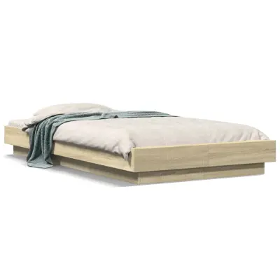 The Living Store Posteljni okvir z LED lučkami sonoma hrast 90x190 cm inž. les - Posteljni Okvir