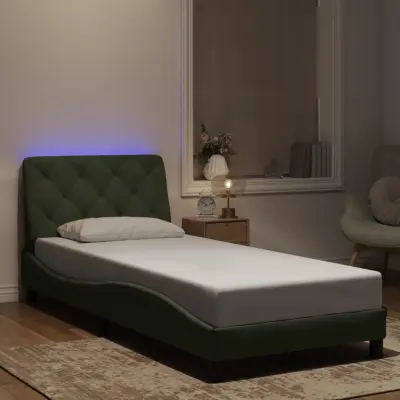 The Living Store Posteljni okvir z LED lučkami svetlo siv 80x200 cm žamet - Posteljni Okvir