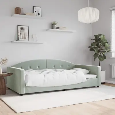The Living Store Raztegljiva postelja svetlo siva 100x200 cm žamet - Raztegljiv Kavč