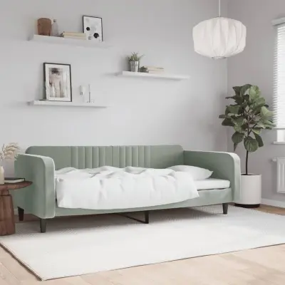 The Living Store Raztegljiva postelja svetlo siva 90x190 cm žamet - Raztegljiv Kavč