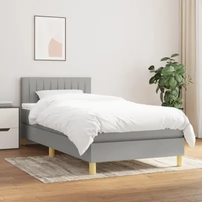 The Living Store Box spring postelja z vzmetnico svetlo siva 80x200 cm blago - Box Spring Postelja
