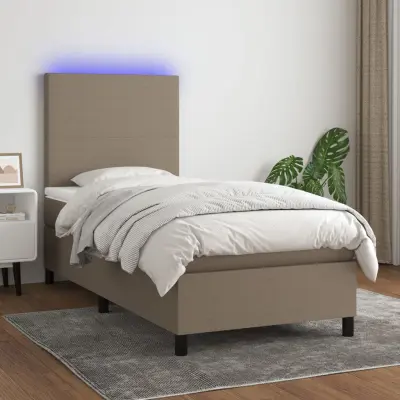The Living Store Box spring postelja z vzmetnico LED taupe 90x190 cm blago - Box Spring Postelja