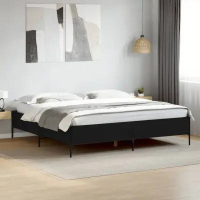 The Living Store Posteljni okvir črn 180x200 cm inženirski les in kovina - Posteljni Okvir