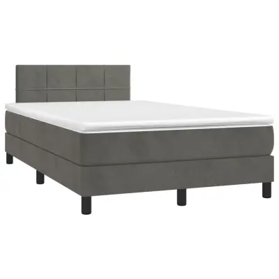 The Living Store Box spring postelja z vzmetnico LED temno siva 120x190 cm žamet - Box Spring Postelja