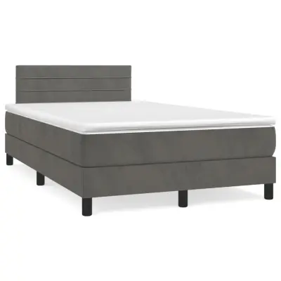 The Living Store Box spring postelja z vzmetnico temno siv 120x190 cm žamet - Box Spring Postelja