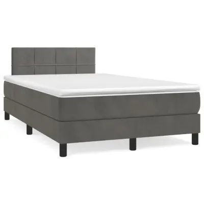 The Living Store Box spring postelja z vzmetnico temno siv 120x190 cm žamet - Box Spring Postelja