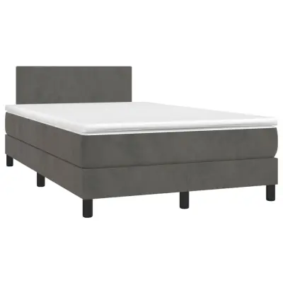 The Living Store Box spring postelja z vzmetnico LED temno siva 120x190 cm žamet - Box Spring Postelja