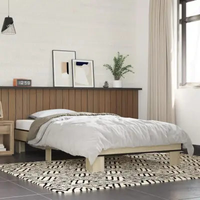 The Living Store Posteljni okvir sonoma hrast 75x190 cm inženirski les in kovina - Posteljni Okvir