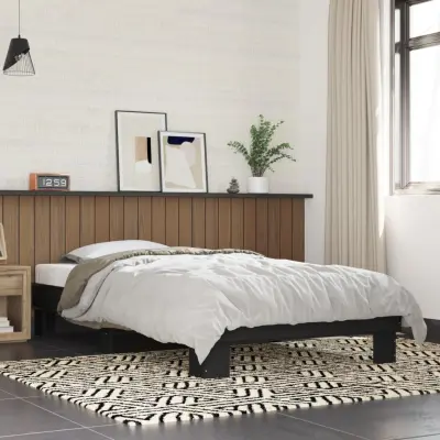 The Living Store Posteljni okvir črn 100x200 cm inženirski les in kovina - Posteljni Okvir