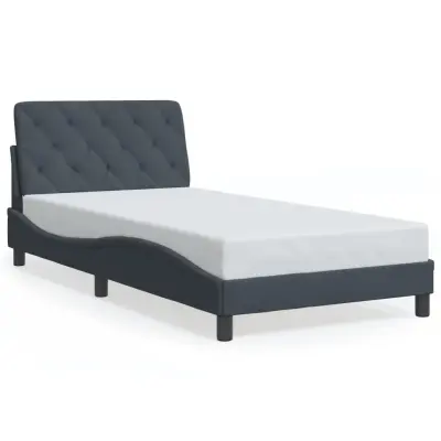 The Living Store Posteljni okvir z vzglavjem temno siv 100x200 cm žamet - Posteljni Okvir