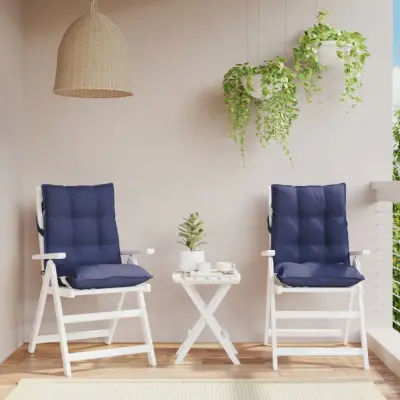 The Living Store Blazina za stol 2 kosa mornarsko modra oxford tkanina - Blazina Za Stol Z Nizkim Naslonjalom