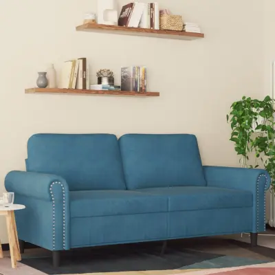 The Living Store Kavč dvosed moder 140 cm žamet - Dvosed