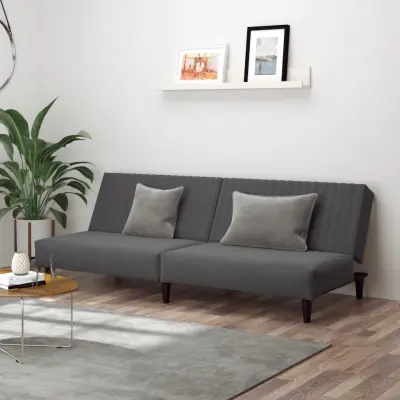 The Living Store Kavč dvosed z ležiščem temno siv žamet - Raztegljiv Kavč