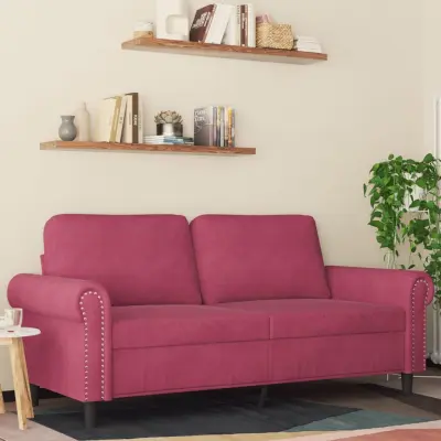 The Living Store Dvosed vinsko rdeč 140 cm žamet - Dvosed