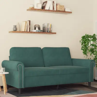 The Living Store Dvosed temno zelen 140 cm žamet - Dvosed