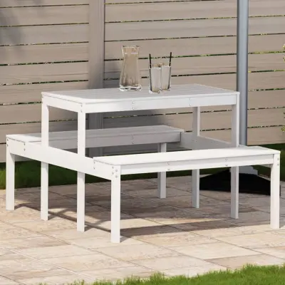 The Living Store Piknik miza bela 110x134x75 cm trdna borovina - Piknik Miza