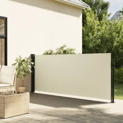 The Living Store Zložljiva stranska tenda krem 120x600 cm - Zložljiva Stranska Tenda