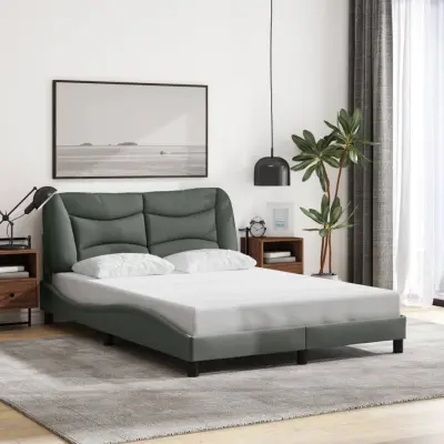 The Living Store Posteljni okvir z LED lučkami temno siv 120x200 cm tkanina - Posteljni Okvir