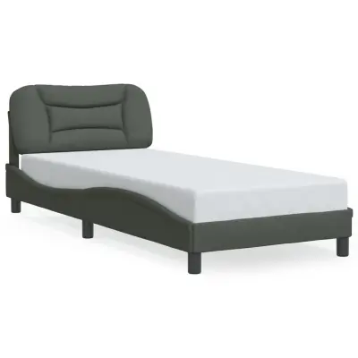 The Living Store Posteljni okvir z LED lučkami temno siv 90x190 cm tkanina - Posteljni Okvir