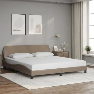 The Living Store Posteljni okvir z vzglavjem kapučino 180x200 cm umetno usnje - Posteljni Okvir