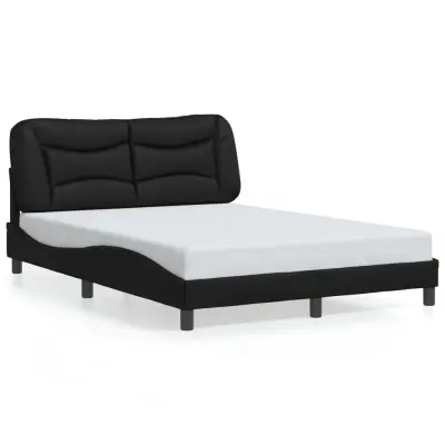 The Living Store Posteljni okvir z LED lučkami črn 120x200 cm umetno usnje - Posteljni Okvir