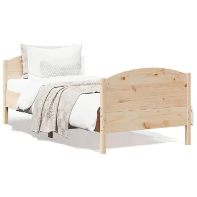 The Living Store Posteljni okvir brez vzmetnice 90x190 cm trdna borovina - Posteljni Okvir