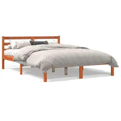 The Living Store Posteljni okvir brez vzmetnice voščeno rjav 120x190 cm borovina - Posteljni Okvir