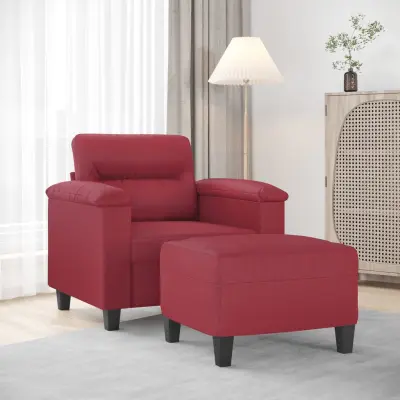 The Living Store Fotelj s stolčkom za noge vinsko rdeč 60 cm umetno usnje - Kavč S Stolčkom Za Noge