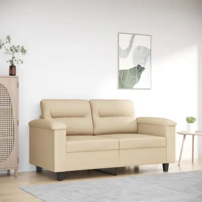 The Living Store Kavč dvosed krem 120 cm tkanina iz mikrovlaken - Dvosed