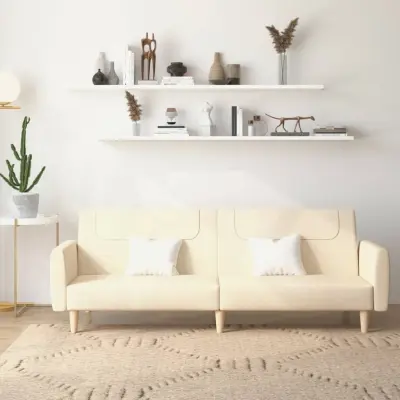 The Living Store Kavč dvosed z ležiščem krem blago - Raztegljiv Kavč